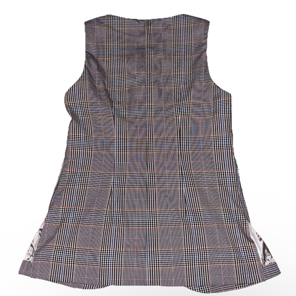 Anthropologie Plaid Mod Vest Small Gray Academia Preppy Collegiate Library Core - Picture 3 of 12